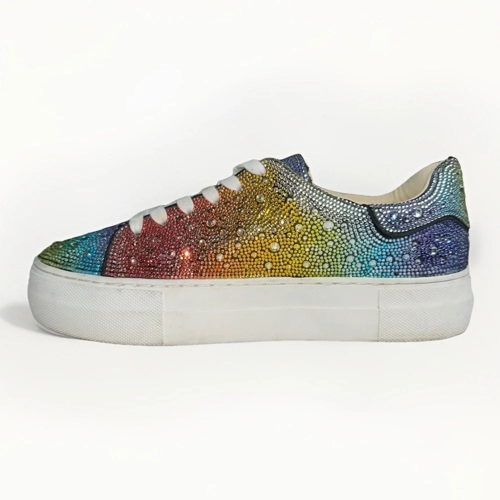 Betsey Johnson Sidny Over The Rainbow Rhinestone Sneakers 6.5M (Fits My 7.5)